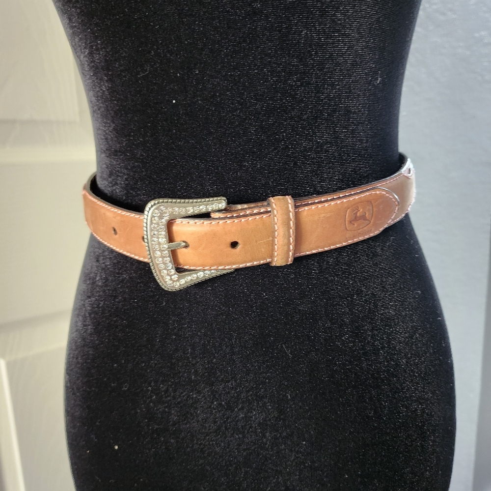 Brown And Pink Girls Leather Belt with Silver Buckle